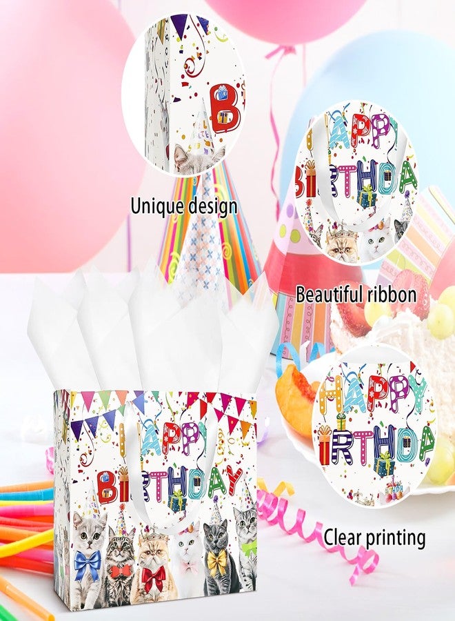 MUNILAIL 13 Inch Cat Birthday Gift Bag with Handle, Tissue Paper & Greeting Card, Large Paper Gift Bag for Boys & Girls Birthday Party, Baby Shower, Cat Theme Parties - Image 3